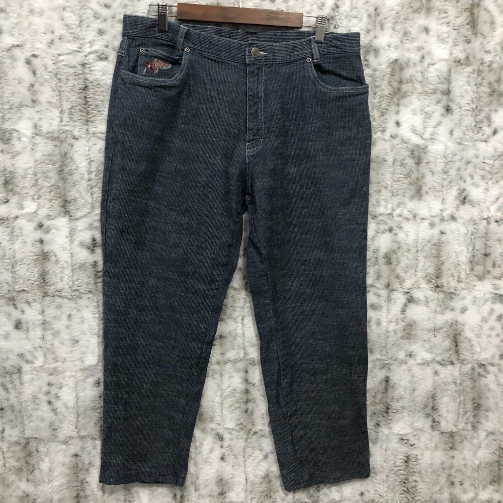 Sag Harbor Sport Petite Womens 14 Petite Blue and White Striped Denim Pants